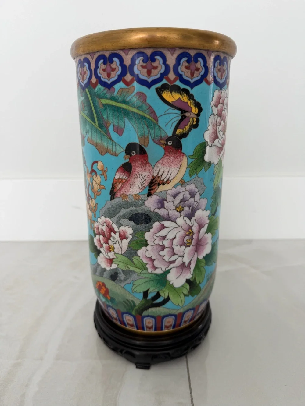 Vintage 1990’s Chinese Cloisonné Vase w/ Base Purchased in China PRICED TO SELL